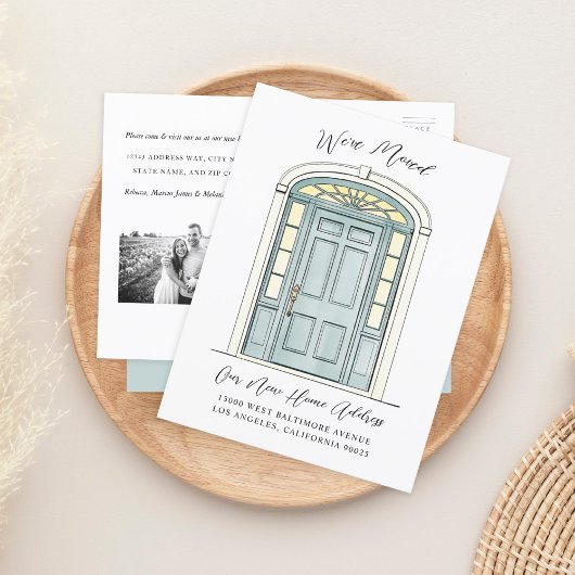 Traditionele koloniale illustratie van de deur aankondigingskaart