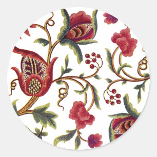 Traditionele koningin Anne Jacobean Embroidery Ronde Sticker