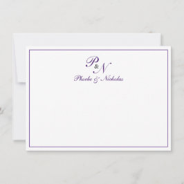 Traditionele koninklijke Paarse monogram Bedankkaart