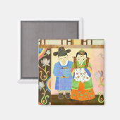 Traditionele Koreaanse bruiloft: Leuk huwelijksges Magneet (Voorkant / Achterkant)