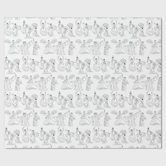 Traditionele Koreaanse dansers en drummers Cadeaupapier (Vlak)