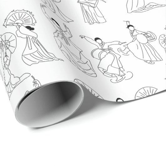 Traditionele Koreaanse dansers en drummers Cadeaupapier (Rol Hoek)