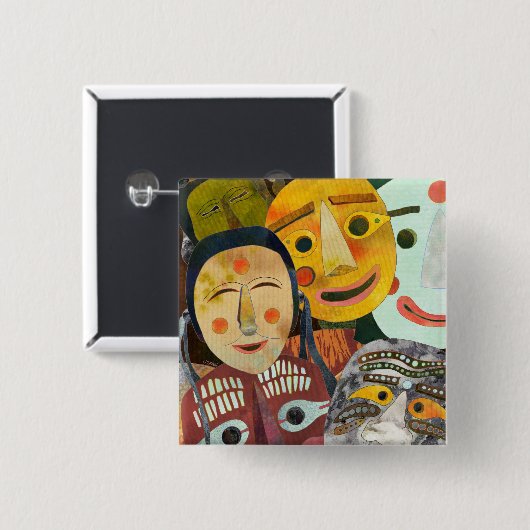 Traditionele Koreaanse maskers Button (Voorkant /achterkant)