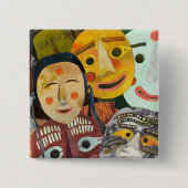 Traditionele Koreaanse maskers Button (Voorkant)