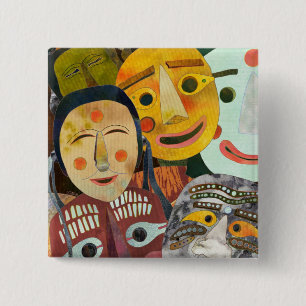 Traditionele Koreaanse maskers Button