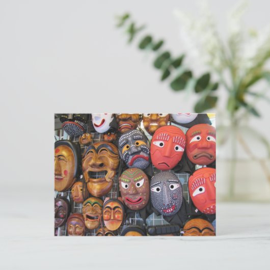 Traditionele Koreaanse maskers voor prestaties | 한 Feestdagenkaart (Staand voorkant)