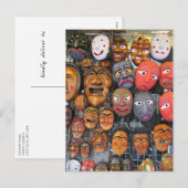 Traditionele Koreaanse maskers voor prestaties | 한 Feestdagenkaart (Voorkant / Achterkant)