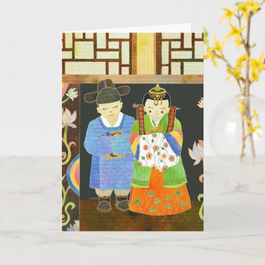 Traditionele Koreaanse Trouwkaart (#2) Kaart (Gele Bloem)