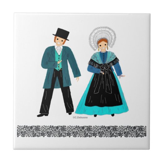 Traditionele kostuum van Nord-Pas-de-Calais Tegeltje (Voorkant)