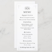 Traditionele kruis & ringen monogrammed bruiloft menu (Voorkant / Achterkant)