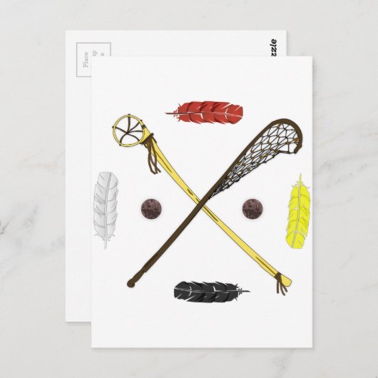 Traditionele lacrosse sticks briefkaart (Voorkant / Achterkant)