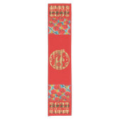Traditionele lampions Red en Gold konbit Chinees Korte Tafelloper (Voorkant)