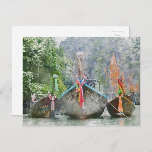 Traditionele Lange Boot in Thailand Briefkaart (Voorkant / Achterkant)