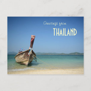 traditionele lange transportboot van thailand briefkaart