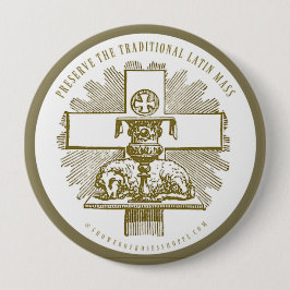 Traditionele Latijnse Mass Gold Lamb van God Altar Ronde Button 4,0 Cm