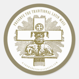 Traditionele Latijnse Mass Gold Lamb van God Altar Ronde Sticker