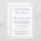 Traditionele lavender en White Wedding Invitation Kaart (Voorkant / Achterkant)