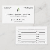 Traditionele Layout Chiropractic Appointkaarten Visitekaartje (Voorkant / Achterkant)