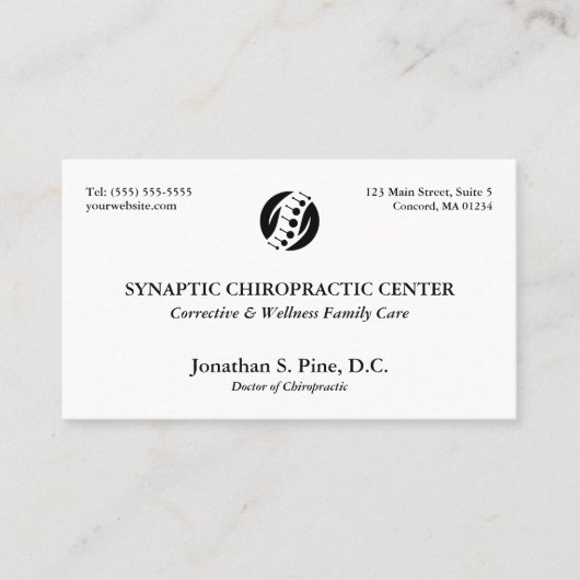 Traditionele Layout Chiropractic Appointkaarten Visitekaartje (Voorkant)