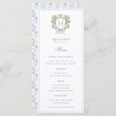 Traditionele Leaf Crest Monogram 4 Cursus Trouwen Menu (Voorkant / Achterkant)