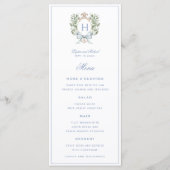 Traditionele Leaf Crest Monogram 4 Cursus Trouwen Menu (Voorkant)