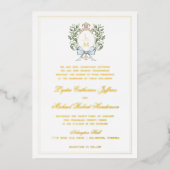 Traditionele Leaf Crest Monogram Folie Uitnodiging (Voorkant)