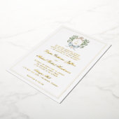 Traditionele Leaf Crest Monogram Folie Uitnodiging (Gedraaid)