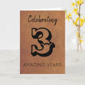 Traditionele leder 3e Jubileum Kaart (Gele Bloem)