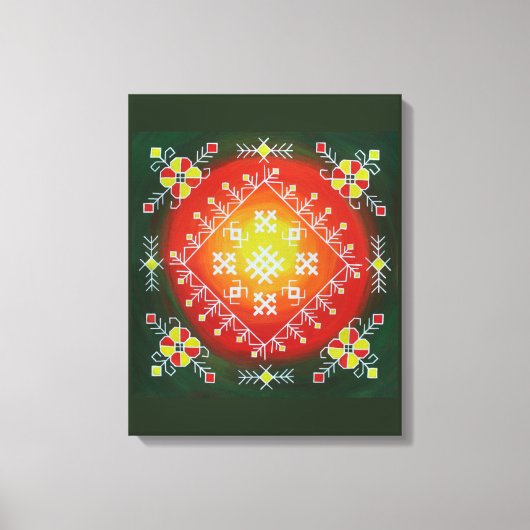 Traditionele Letse volkskunst met symbolen schilde Canvas Afdruk (Voorkant)