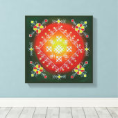 Traditionele Letse volkskunst met symbolen schilde Canvas Afdruk (Insitu (Houten vloer))