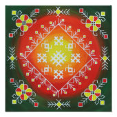 Traditionele Letse volkskunst met symbolen schilde Foto Afdruk (Voorkant)