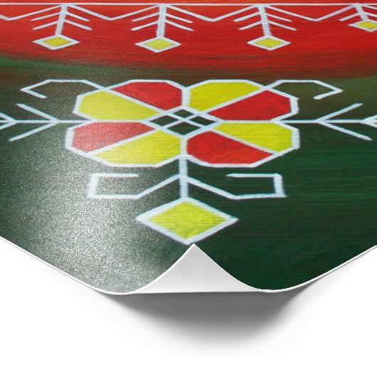 Traditionele Letse volkskunst met symbolen schilde Foto Afdruk (Hoek)