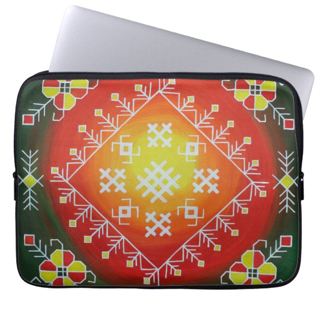 Traditionele Letse volkskunst met symbolen schilde Laptop Sleeve (Voorkant)
