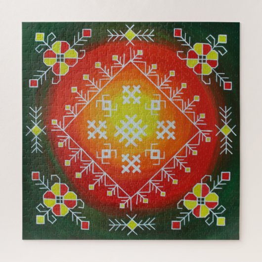 Traditionele Letse volkskunst met symbolen schilde Legpuzzel (Verticaal)