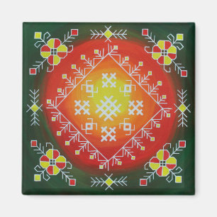 Traditionele Letse volkskunst met symbolen schilde Magneet