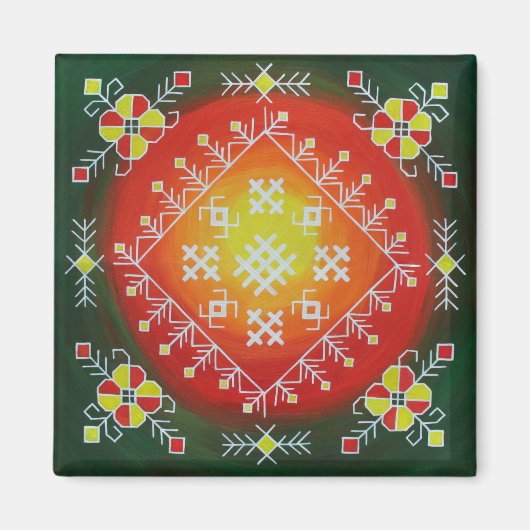 Traditionele Letse volkskunst met symbolen schilde Magneet (Voorkant)