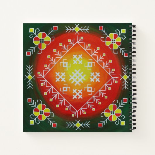 Traditionele Letse volkskunst met symbolen schilde Notitieboek (Achterkant)