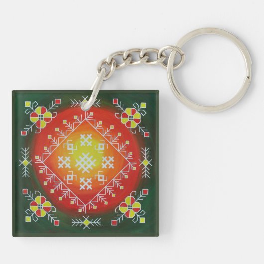 Traditionele Letse volkskunst met symbolen schilde Sleutelhanger (Achterkant)