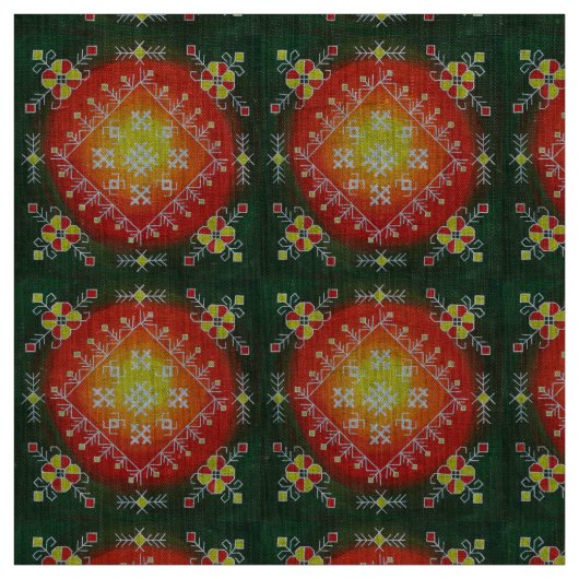 Traditionele Letse volkskunst met symbolen schilde Stof (Swatch)