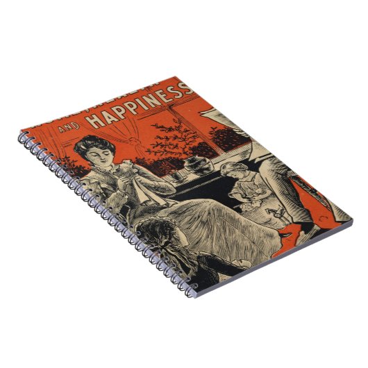 Traditionele levensstandaard  Retro Oranje zwart Notitieboek (Rechterzijde)