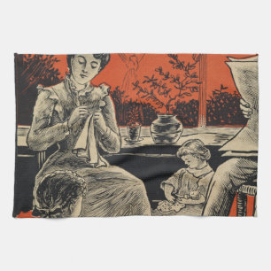 Traditionele levensstandaard  Retro Oranje zwart Theedoek