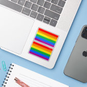Traditionele LGBTQIA+ Pride Flag Sticker (Laptop met iPhone)
