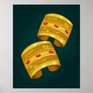 Traditionele Libische gouden accessoires kunst aan Poster