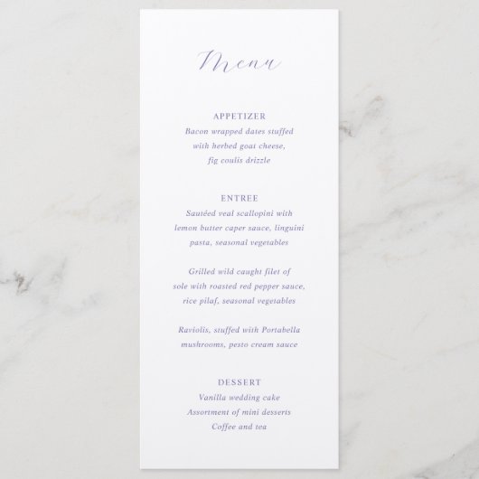 Traditionele Lila elegante bruiloft Menu (Voorkant)