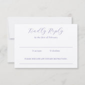 Traditionele Lila elegante bruiloft RSVP Kaartje (Voorkant)