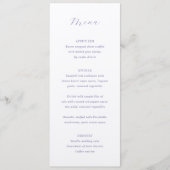 Traditionele Lila Elegante Trouw Menu (Voorkant)