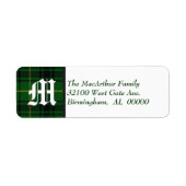 Traditionele MacArthur Tartan Plaid Monogram Etiket (Voorkant)
