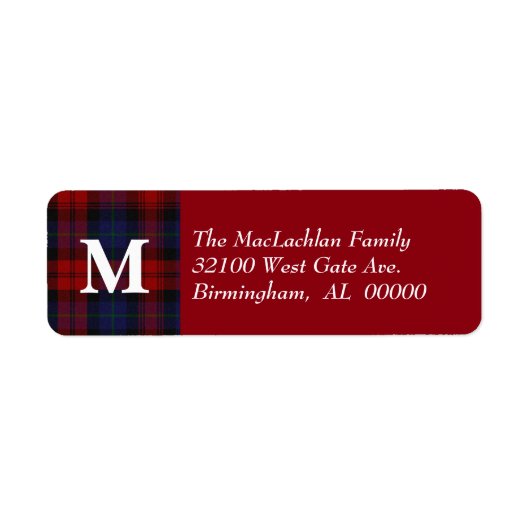 Traditionele MacLachlan Tartan Plaid Monogram Etiket (Voorkant)