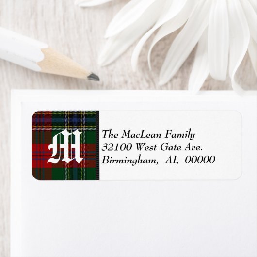 Traditionele MacLean Tartan Plaid Monogram Etiket (Insitu)