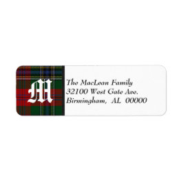 Traditionele MacLean Tartan Plaid Monogram Etiket